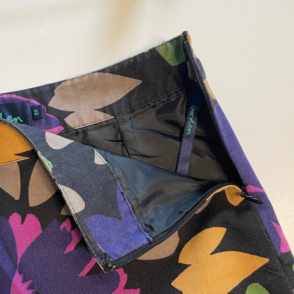 Boden Floral A-Line Midi Skirt Womens Size 8 8R Black Multicolor Bold Career - Picture 6 of 11